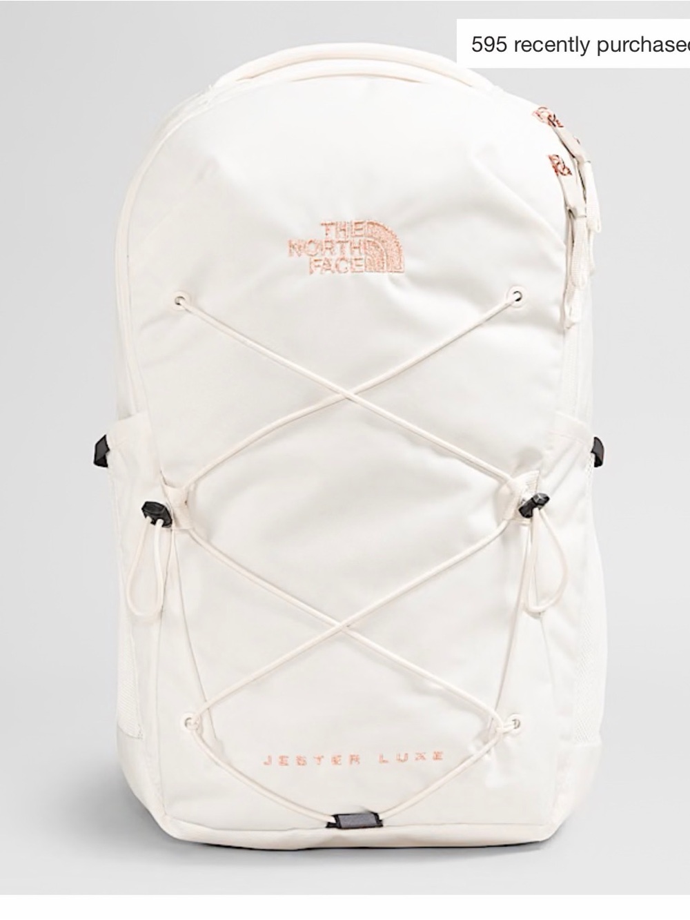 The North Face Jester Luxe Backpack — Cream with Rose Gold Accents